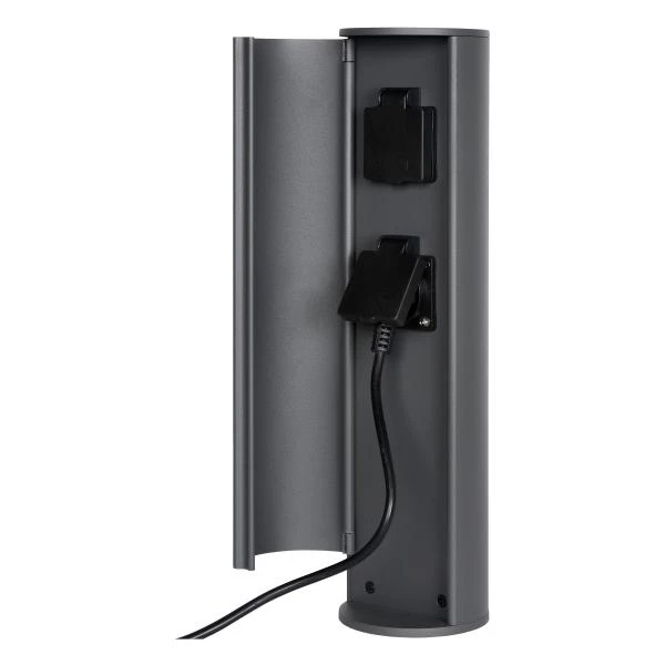 Lucide POWERPOINT - Outdoor socket column - Sockets with pin earth - Type E - FR, BE, POL, SVK & CZE standard - Ø 10 cm - IP44 - Anthracite - detail 3
